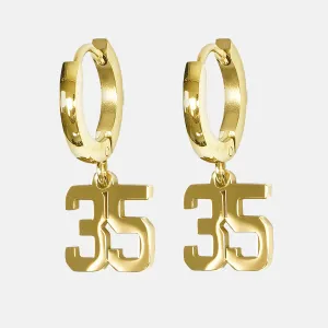 35 Number Earring - Gold Plated Stainless Steel