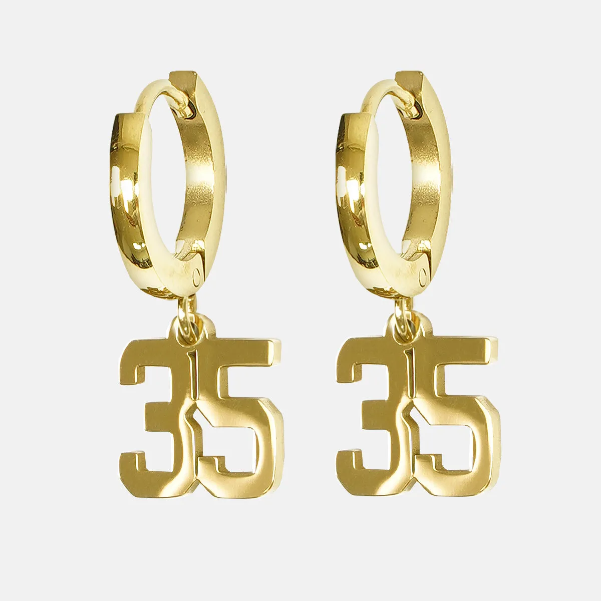 35 Number Earring - Gold Plated Stainless Steel