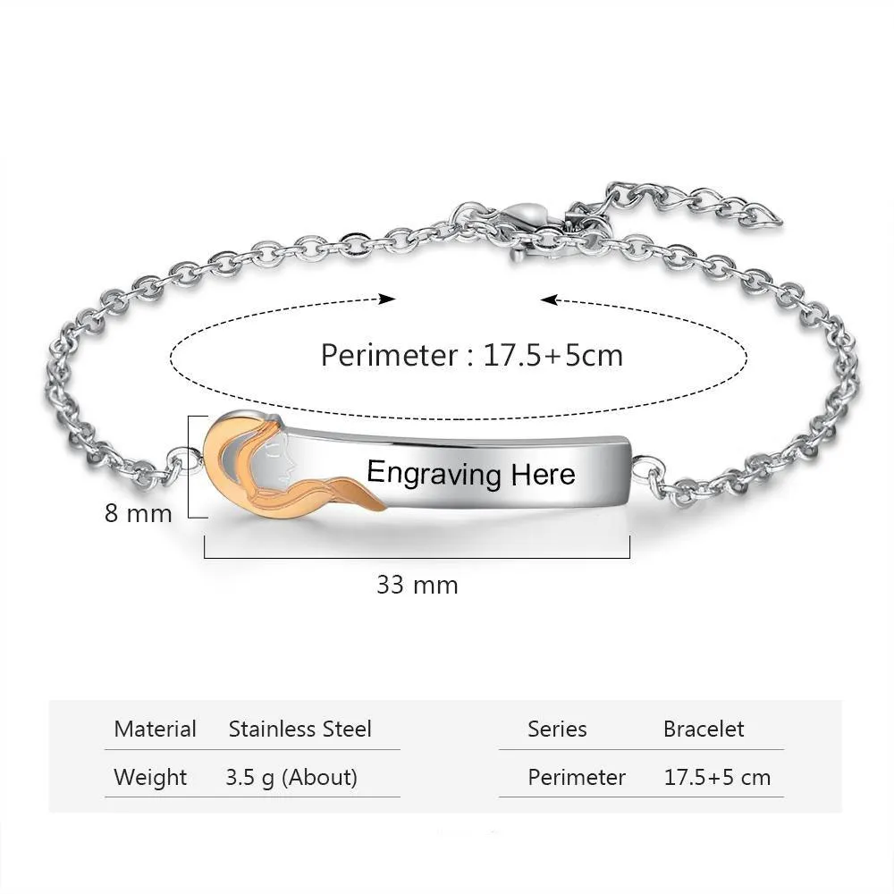 925 Sterling Silver Little Sister Tag - Chain Bracelet