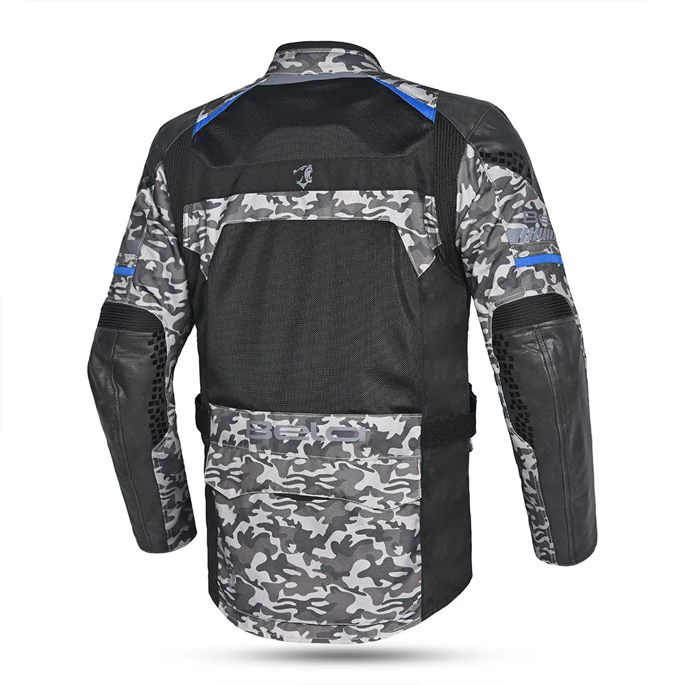 BELA Onsaker Motorcycle Textile Jacket - Camo Blue Black