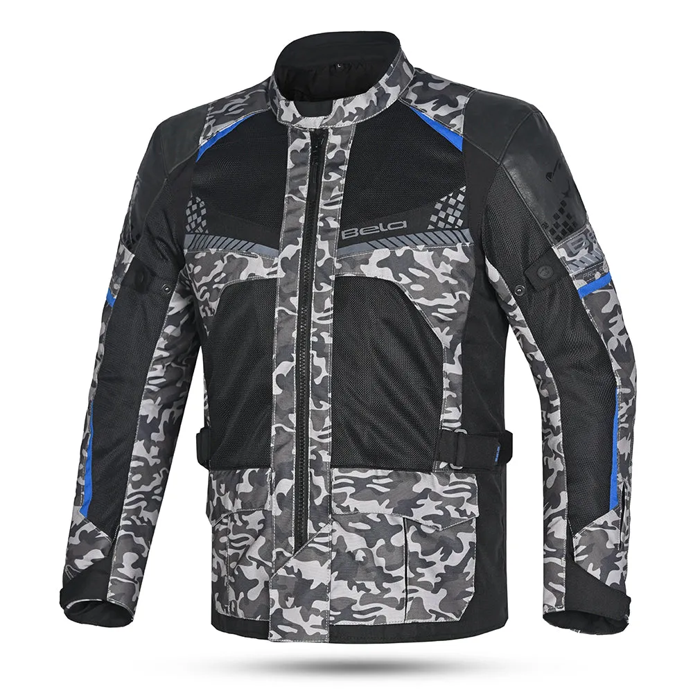 BELA Onsaker Motorcycle Textile Jacket - Camo Blue Black