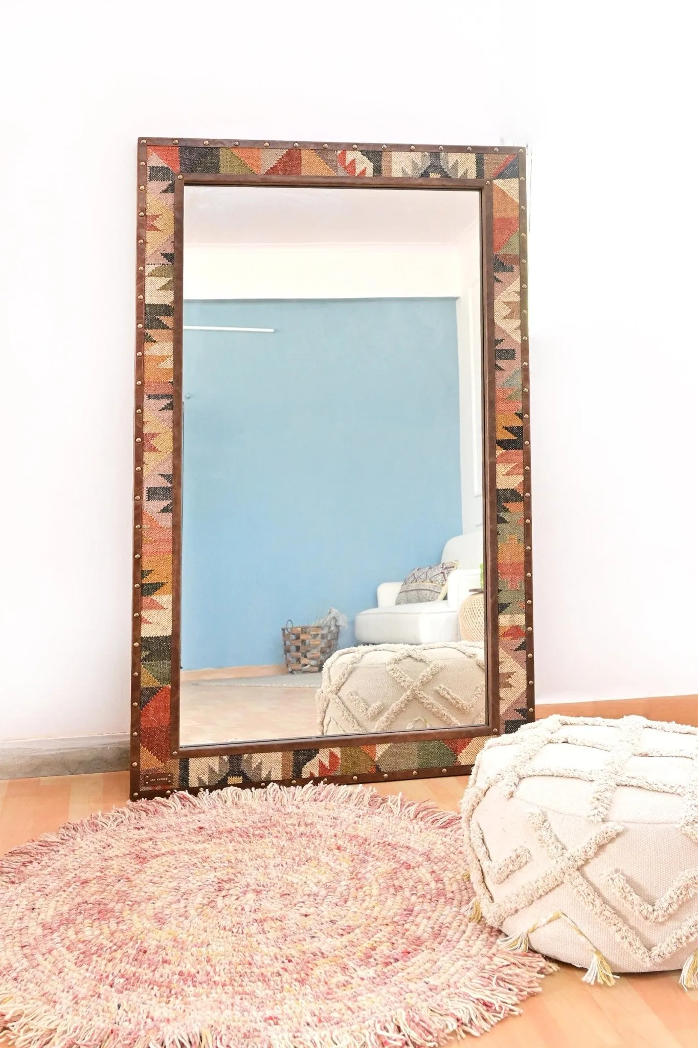 DARPAN - KILIM & LEATHER WALL MOUNT  MIRROR