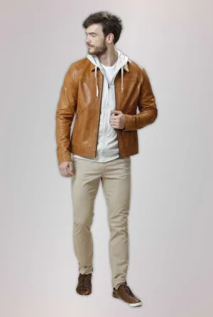 Impressive Camel Stylish Leather Jacket For Men | Winter Jacket by TJS