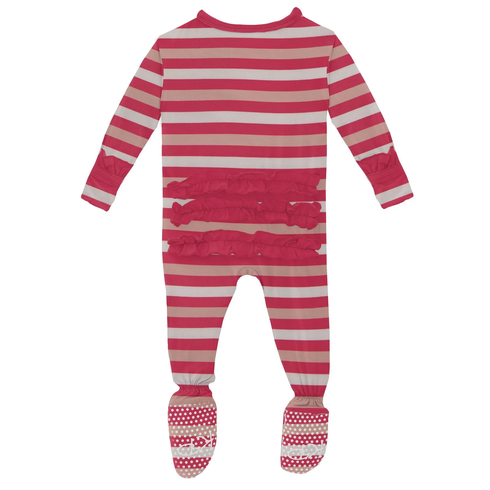 KicKee Pants Hopscotch Stripe Classic Ruffle Footie with Zipper