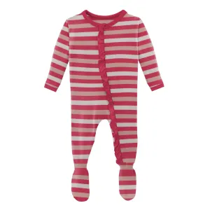 KicKee Pants Hopscotch Stripe Classic Ruffle Footie with Zipper