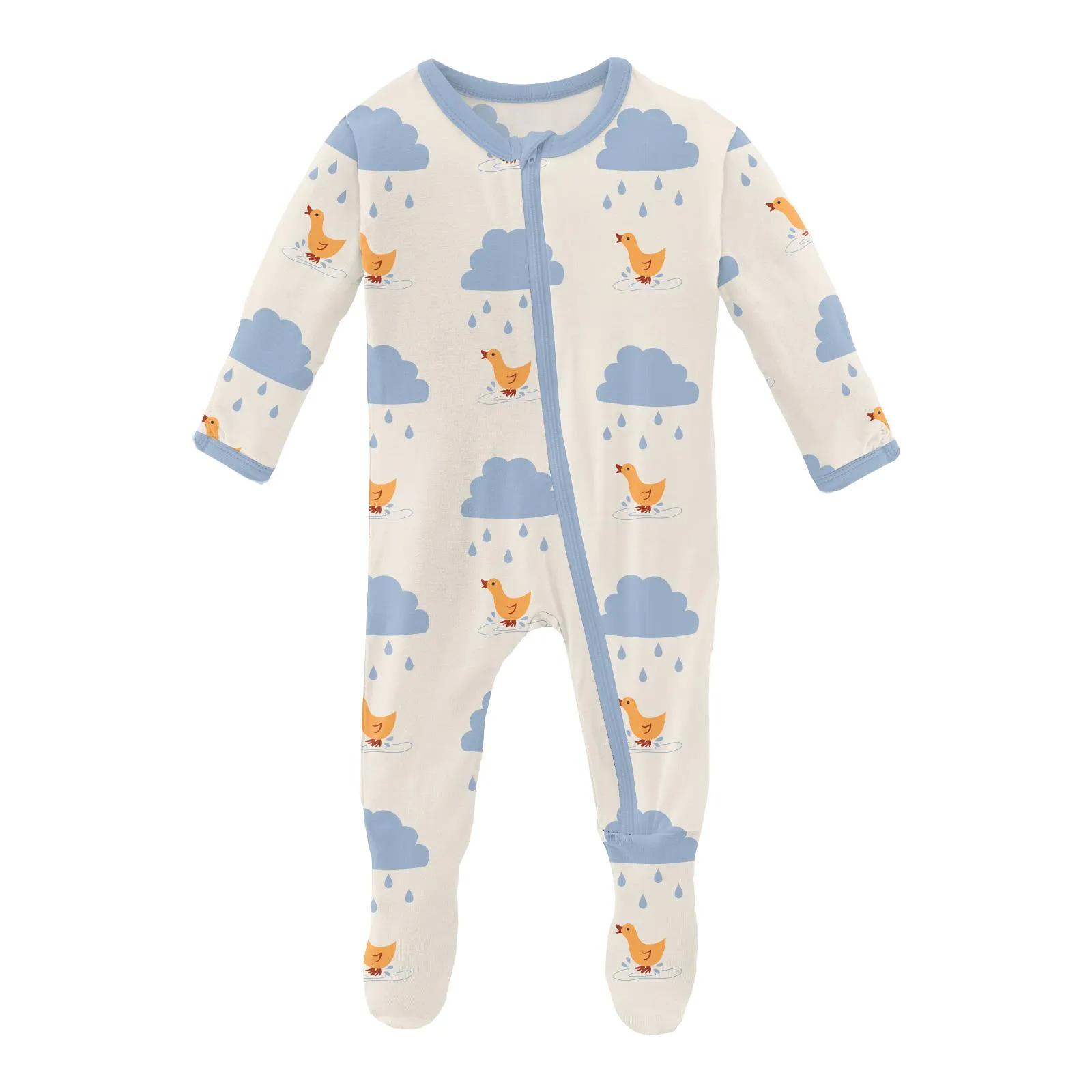 KicKee Pants Natural Puddle Duck Footie with Zipper