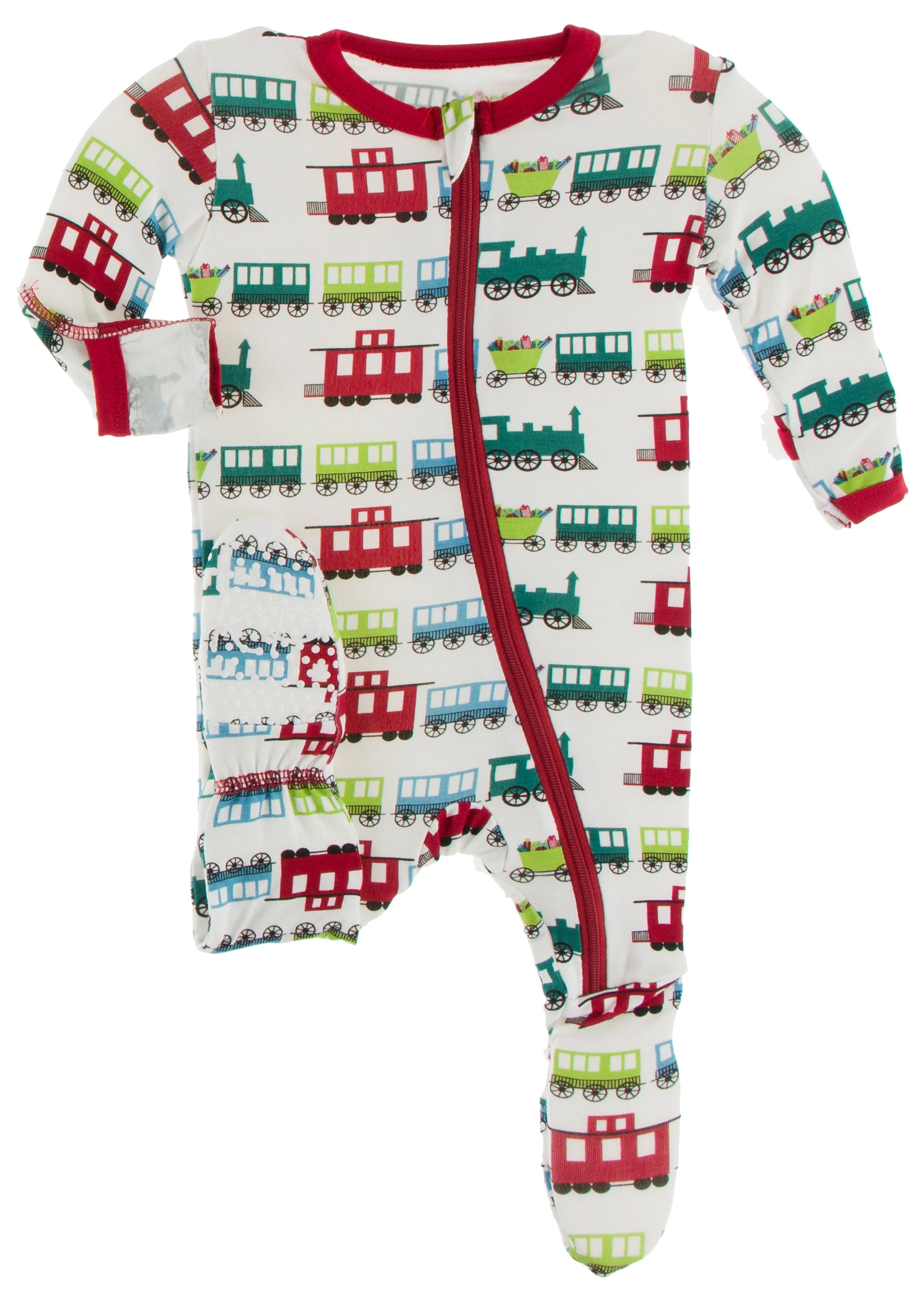 KicKee Pants Natural Toy Train Footie with Zipper