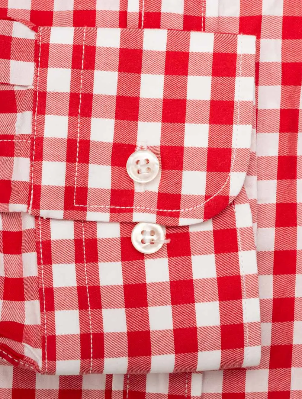 Light And Soft Red Gingham Shirt