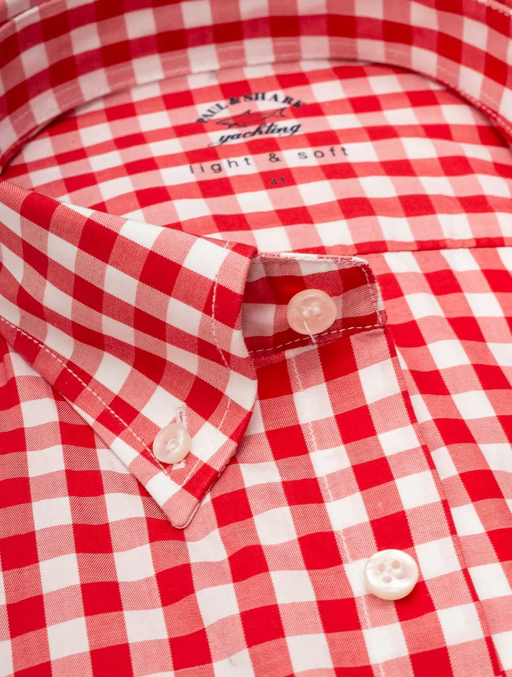 Light And Soft Red Gingham Shirt