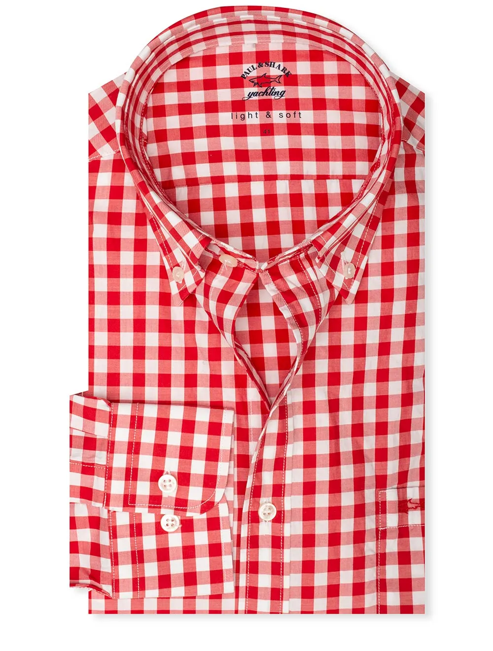 Light And Soft Red Gingham Shirt