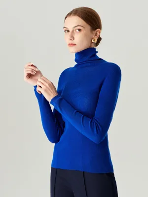 Long Sleeve High-Neck Wool Pullovers