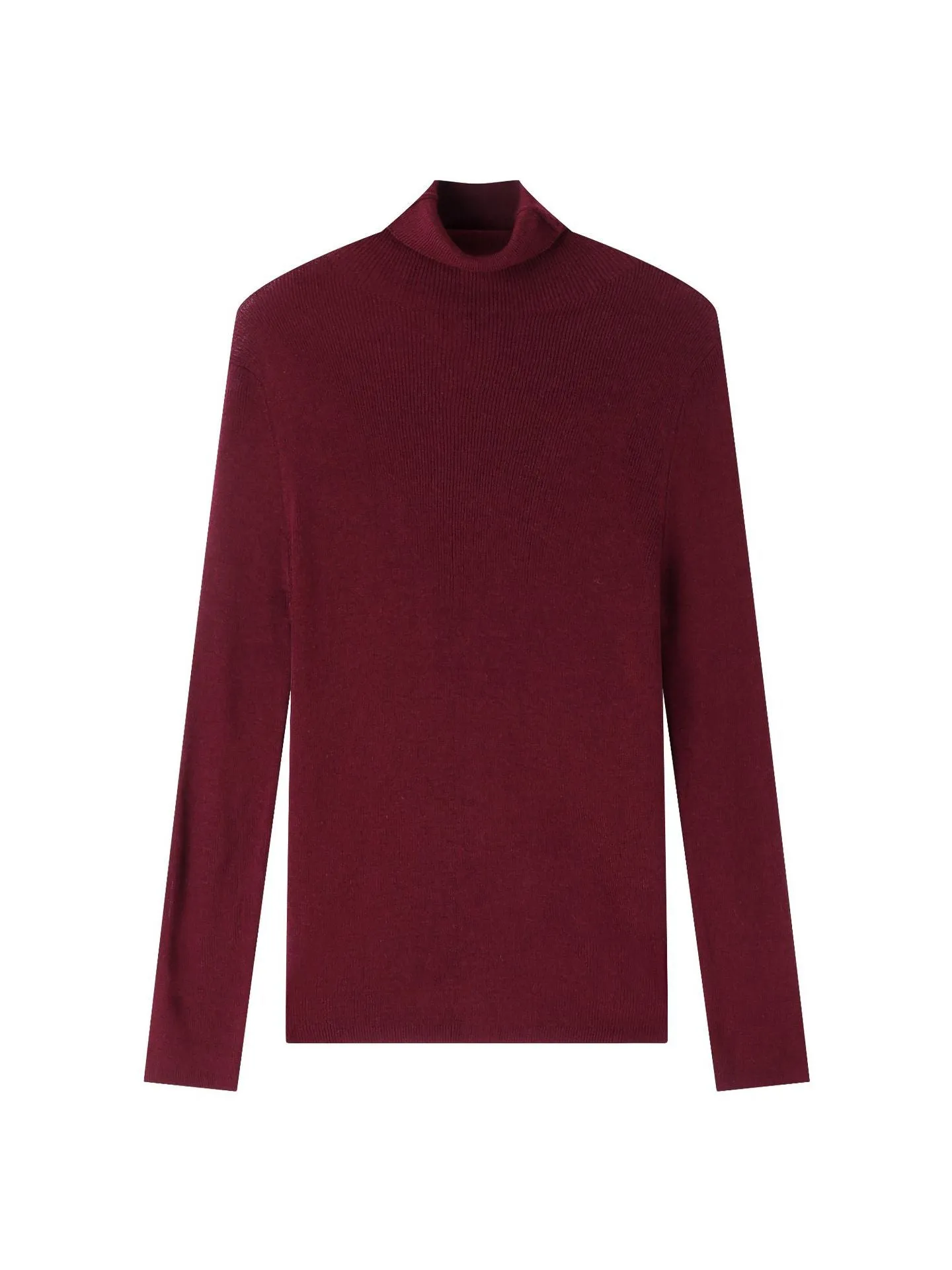 Long Sleeve High-Neck Wool Pullovers