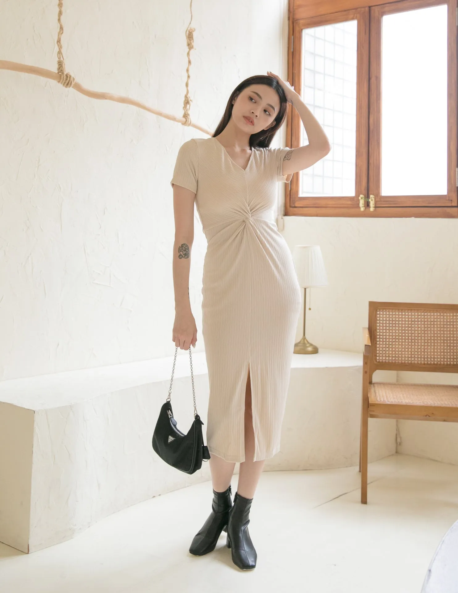 Mae Midi Dress in Ecru