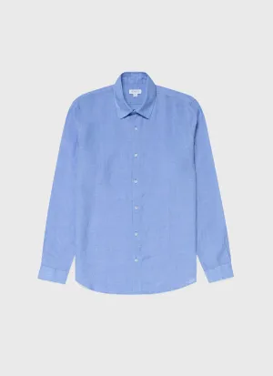 Men's Linen Shirt in Cool Blue