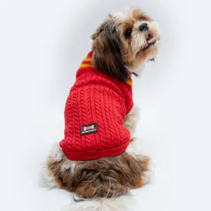 Pawgypets High Neck Cable Kint Sweater for Dogs and Cats (Red)