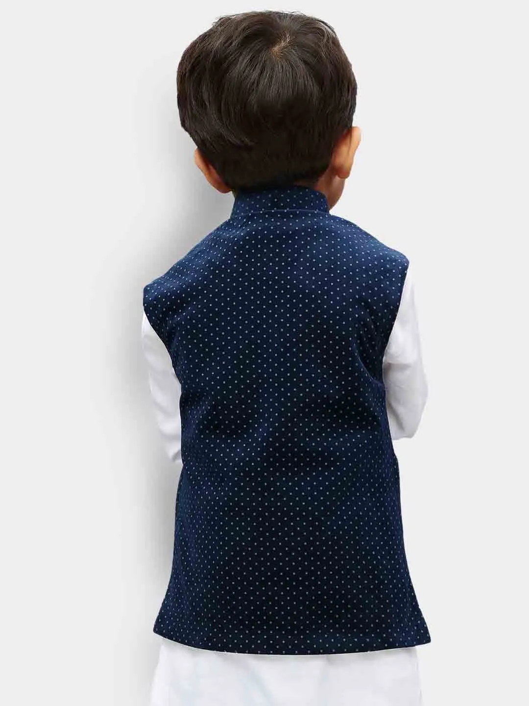 VASTRAMAY Boys' Blue Velvet Nehru Jackets