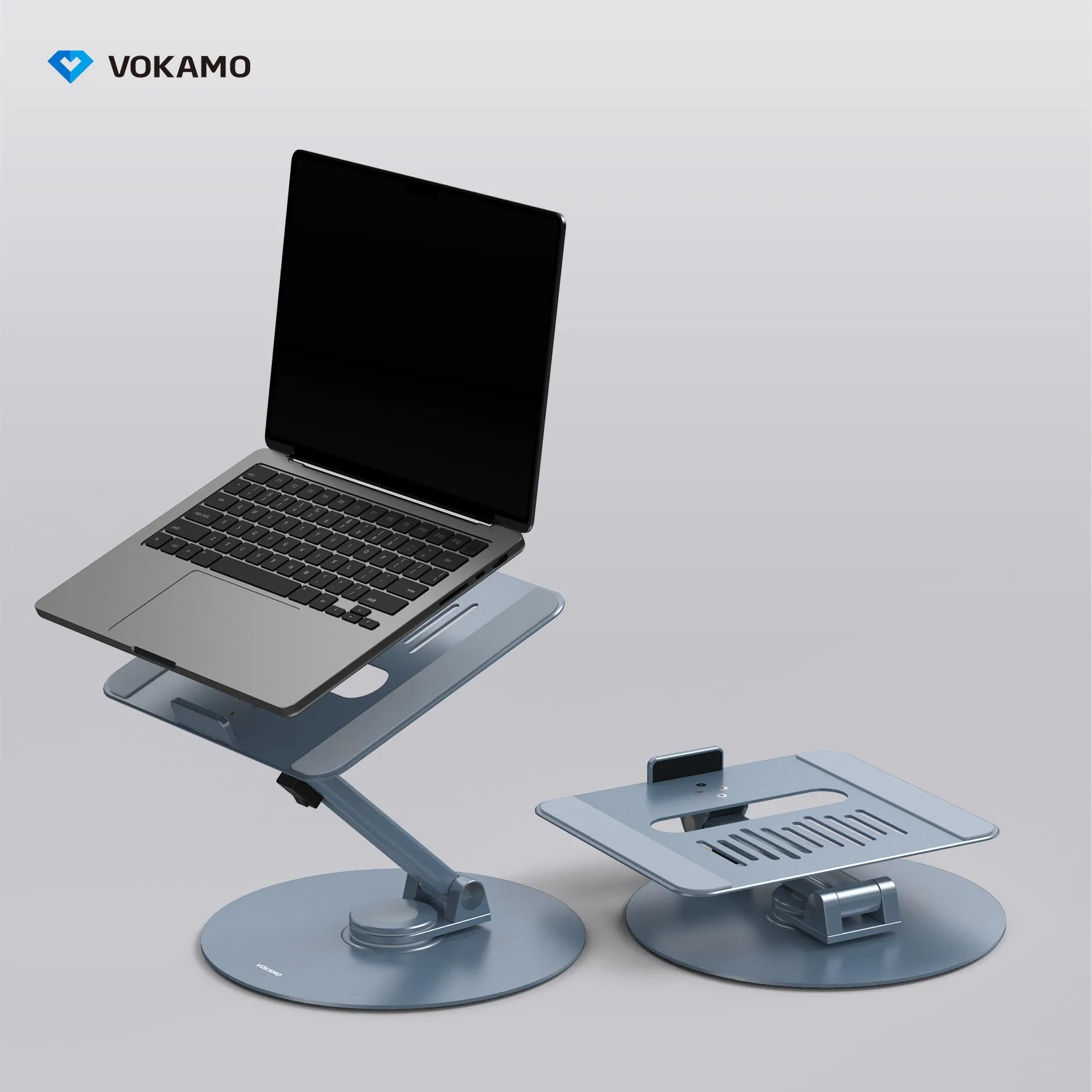 VOKAMO Laptop Stand 360 Rotating Base Foldable Alloy Laptop Holder Riser