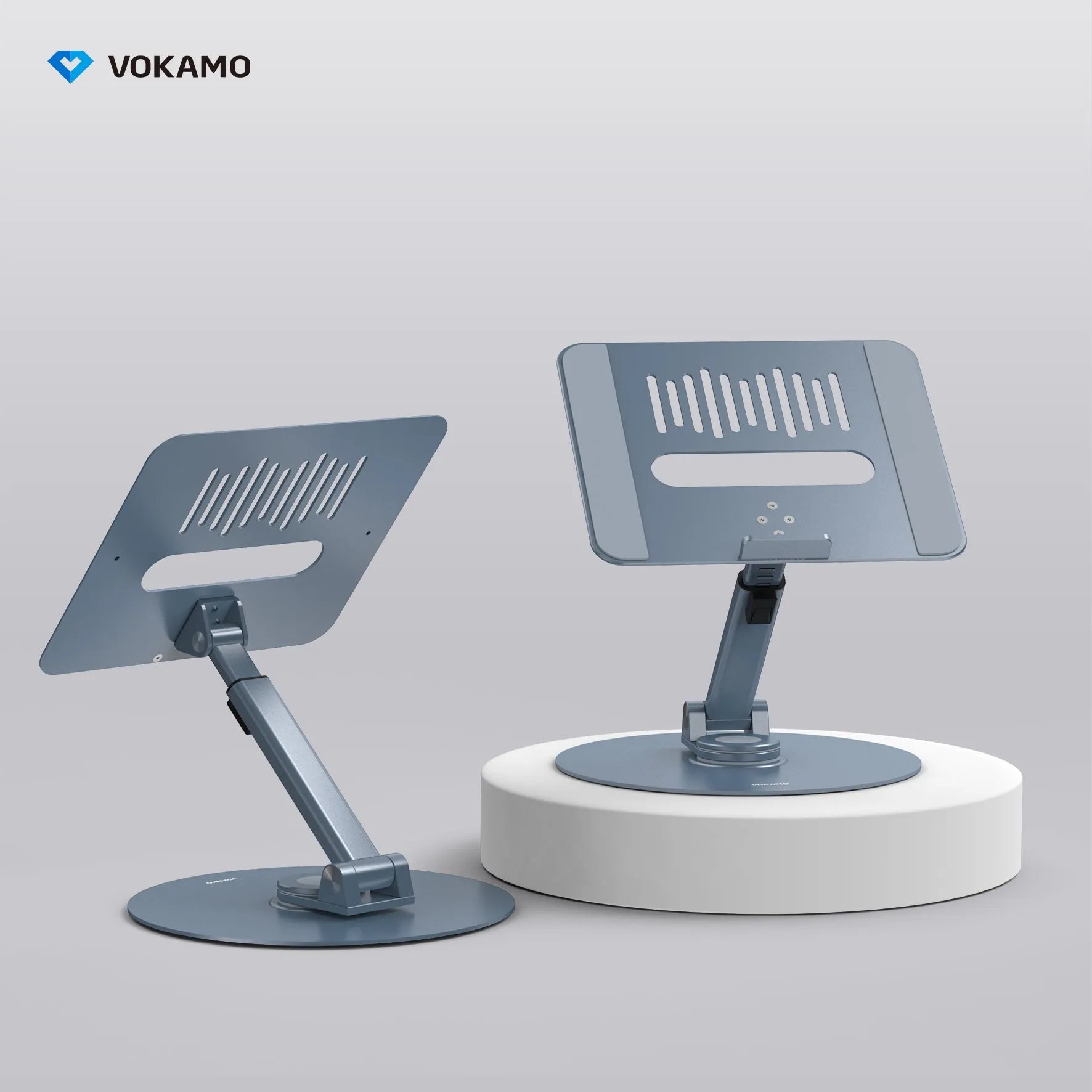 VOKAMO Laptop Stand 360 Rotating Base Foldable Alloy Laptop Holder Riser