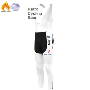 white sky Fleece Retro Cycling Bib Pants