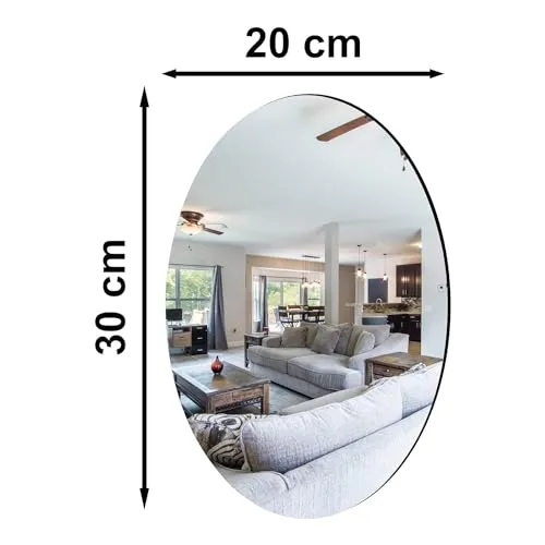 wolkwogg Oval Shape Adhesive Mirror Sticker for Wall on Tiles Bedroom Living Room Basin Mirror Bathroom Wall Mirror Both Side Sticker Acrylic Wall Mirror (Medium, 3, Count)