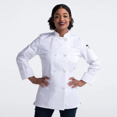 Women's Long Sleeve Plastic Button Chef Coat CW4420