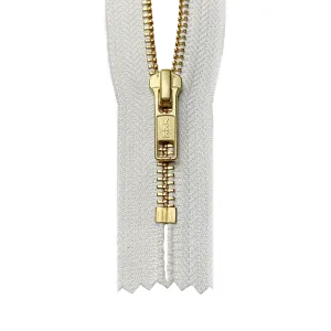 YKK #5 Brass Closed-End Zipper - White