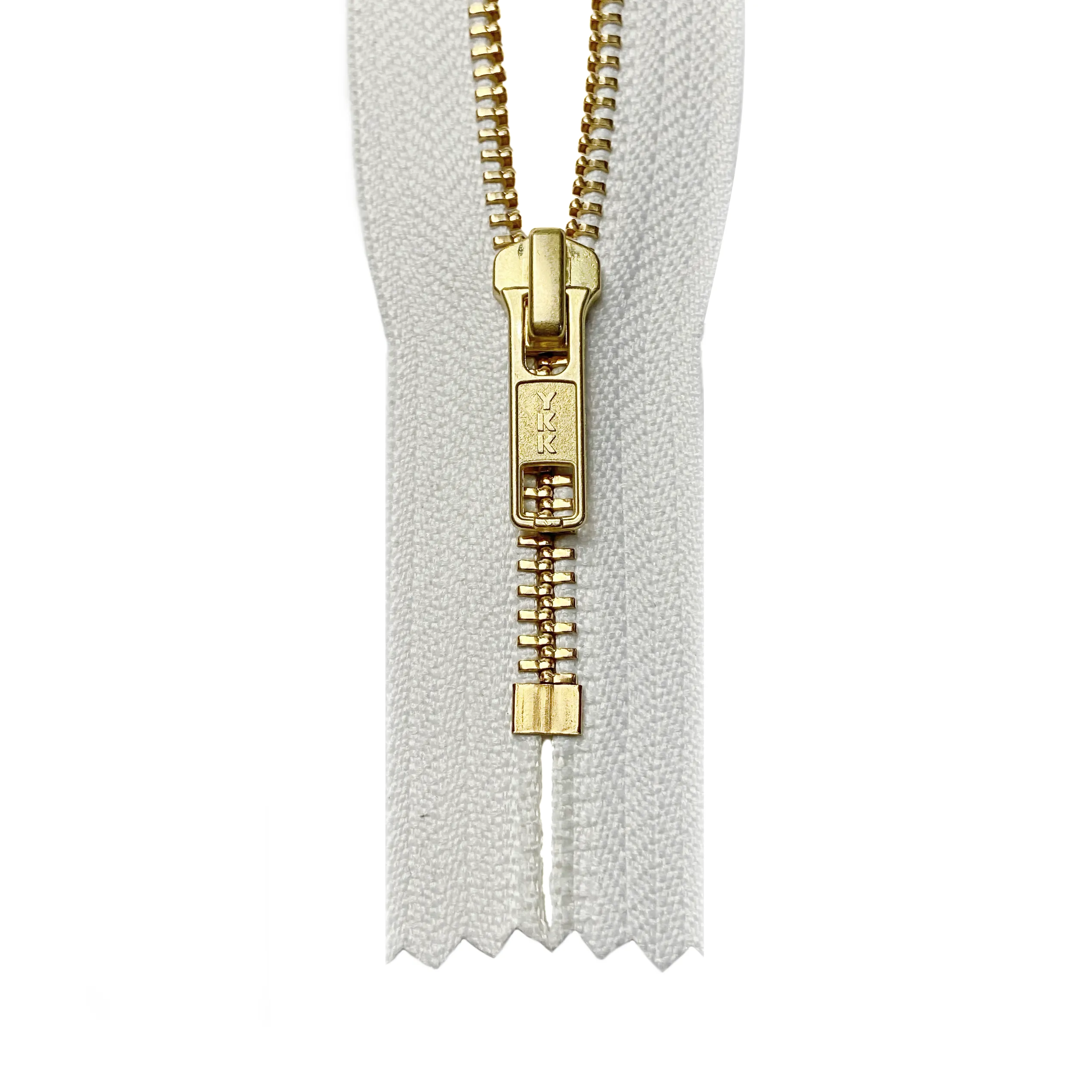 YKK #5 Brass Closed-End Zipper - White